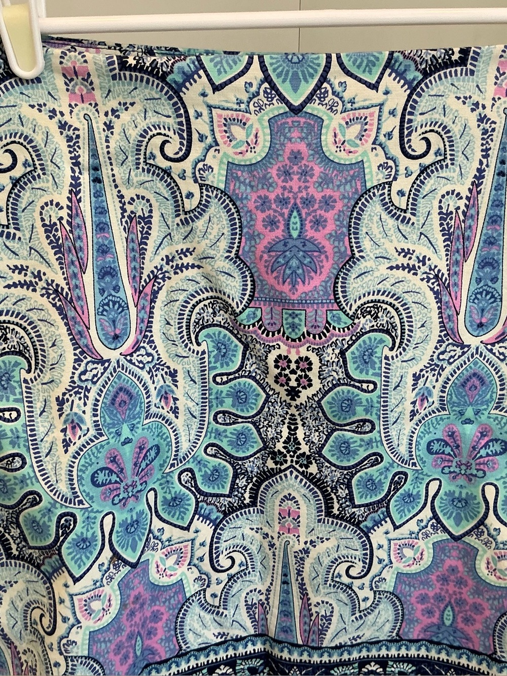 Talbots Summer Church Office A-Line Skirt Sz 12 Paisley Cotton-Blue/Lavender - Picture 5 of 12